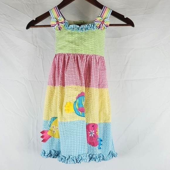Vintage Rainbow‎ Gingham Fish Dress - Picture 1 of 10